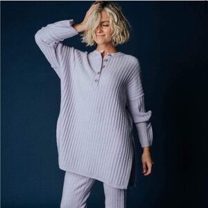 Intimately Free People Around the Clock Lavender Pullover Henley Tunic Shirt